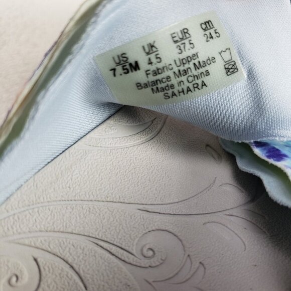 Bzees Sahara Wedge Sandal Womens 7.5 Blue Fabric Slip On Comfort Slide Open Toe - Picture 11 of 12